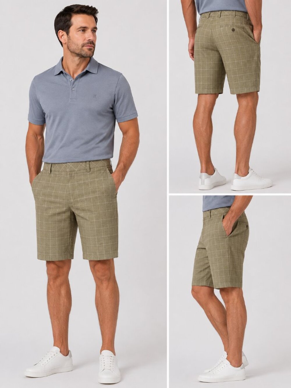 Walter Hagen Men's Tan Windowpane Performance Golf Shorts - Size 32